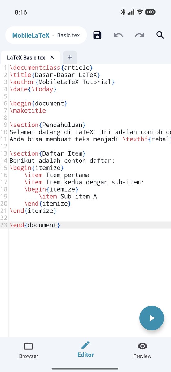 Editor Kode LaTeX